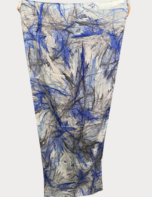 Blue & Grey Brushstroke Head Scarf