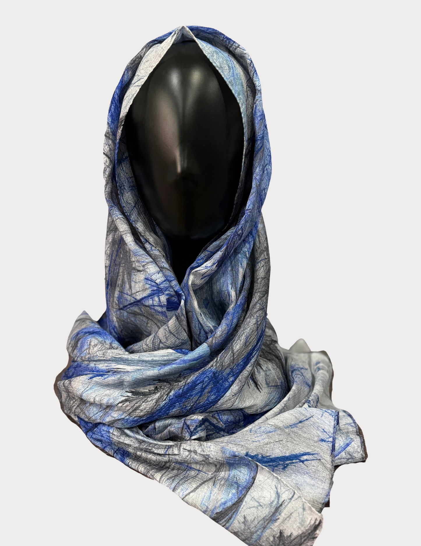 Blue & Grey Brushstroke Head Scarf