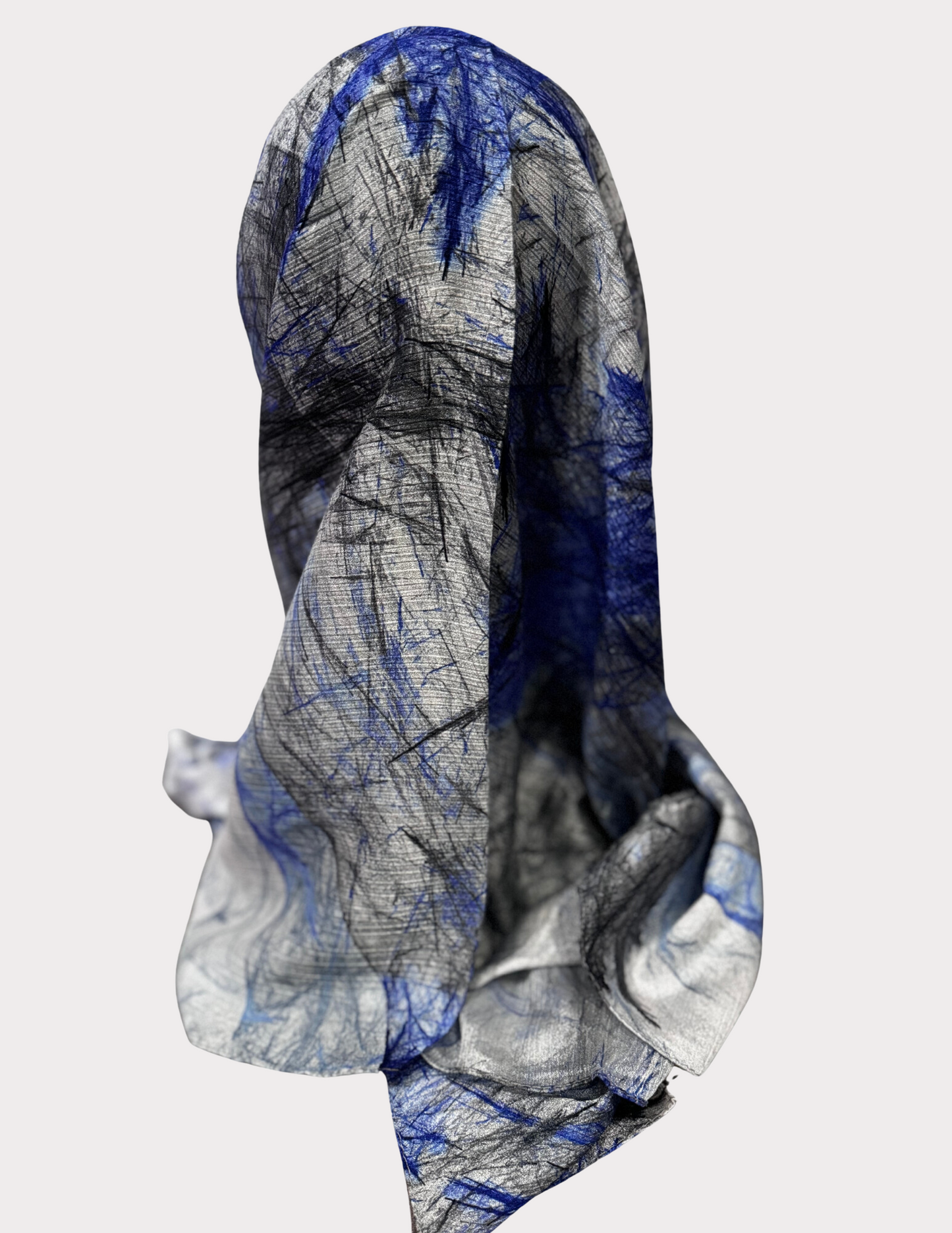 Blue & Grey Brushstroke Head Scarf